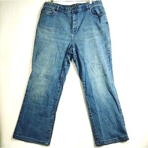 Lauren Jeans Premium Women's 16W Zip Fly Straight Cut Medium Wash Pockets Preppy